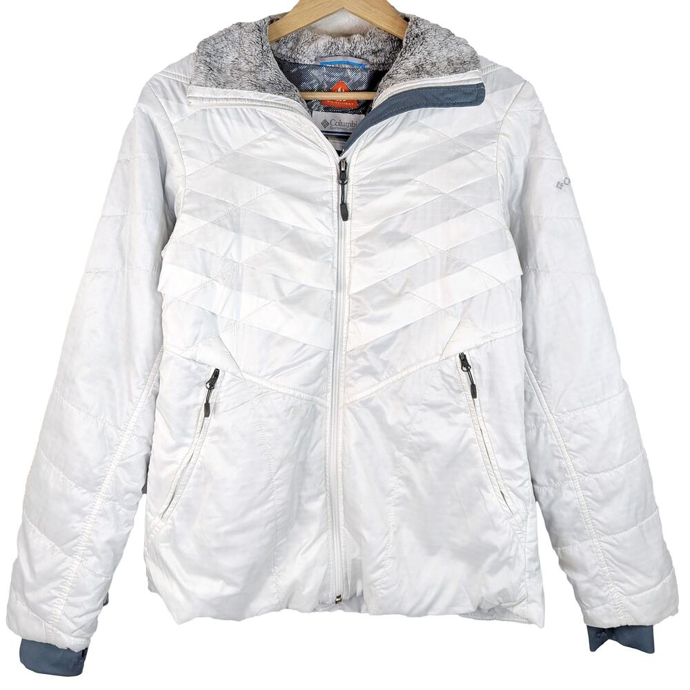 Columbia Kaleidaslope II White Jacket Coat Omni-Heat Interchange Fur Women's S